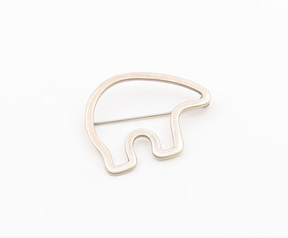 SOUTHWESTERN 925 Silver Vintage Shiny Smooth Bear Outline Brooch Pin BP9248