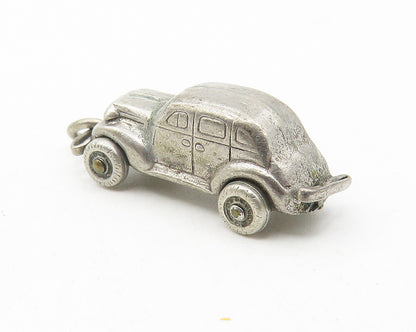 925 Sterling Silver  Vintage Shiny Petite Old Fashioned Car Pendant  PT9380