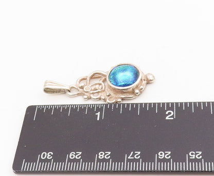 925 Sterling Silver Vintage Pendant Cabochon Gemstone Victorian Design  PT25327