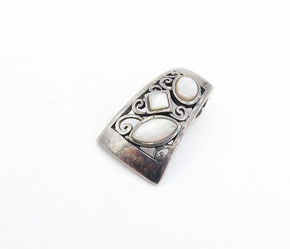 925 Sterling Silver Vintage Multi Shape Mother Of Pearl Slide Pendant PT4717
