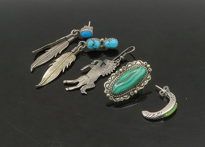 ZUNI NAVAJO 925 Silver  Vintage MultiStone Lot Single Earrings  EG11252