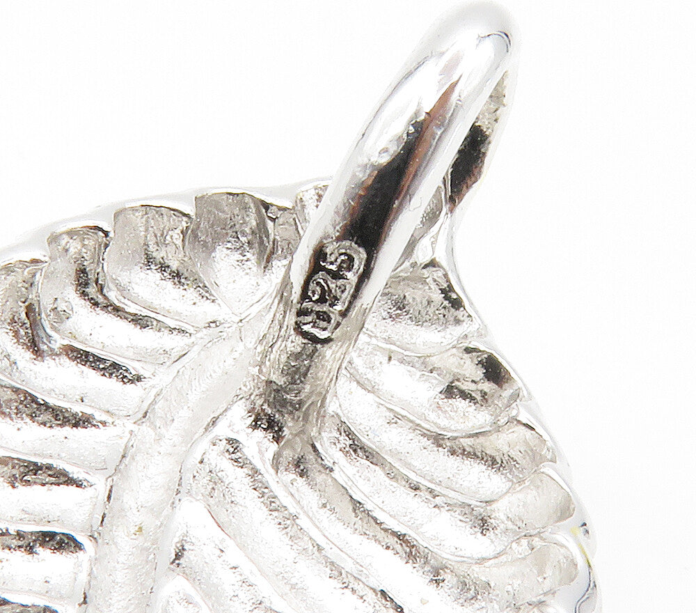 925 Sterling Silver  Shiny Polished Two Tone Floral Leaf Drop Pendant  PT11699