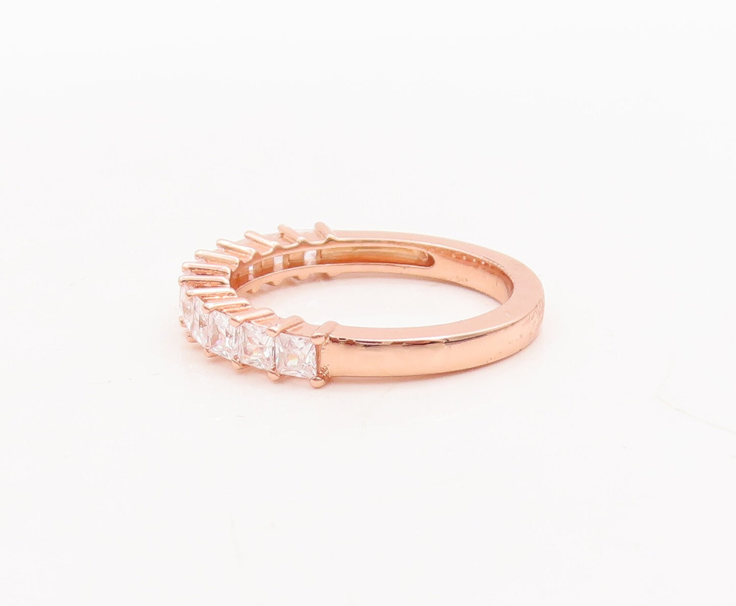 925 Sterling Silver Vintage Ring Rose Gold Plated Topaz 4 Ring Set Sz 7  RG29230