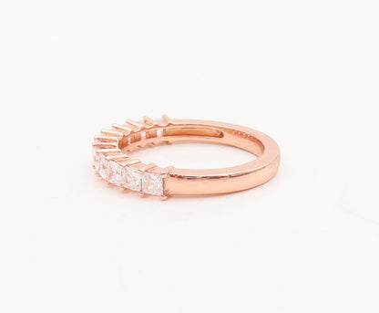 925 Sterling Silver Vintage Ring Rose Gold Plated Topaz 4 Ring Set Sz 7  RG29230