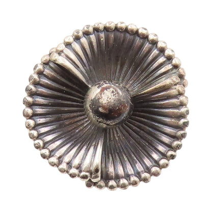 925 Sterling Silver Vintage Ring Dark Tone Cutout Grooved Flower  SZ 8  RG32007