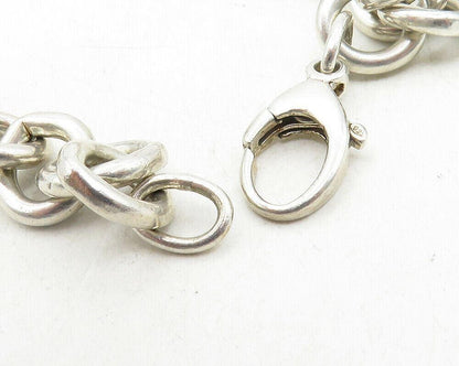 925 Sterling Silver  Vintage Love Heart Chain Bracelet  BT4191