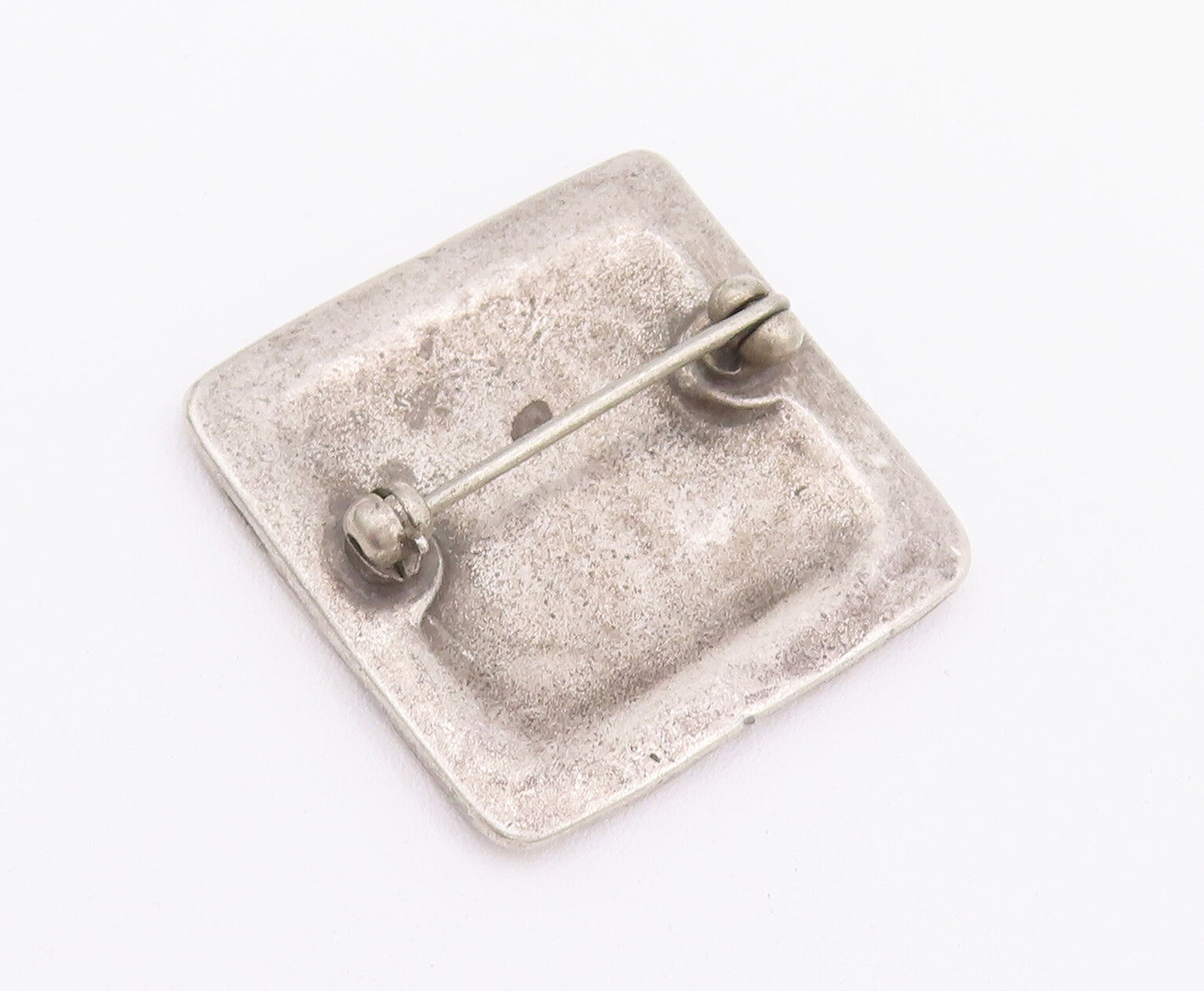 925 Sterling Silver Vintage Brooch Pin Solid Square Etched Trible Design BP10759