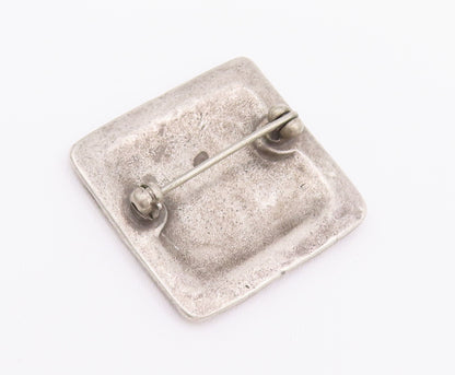925 Sterling Silver Vintage Brooch Pin Solid Square Etched Trible Design BP10759