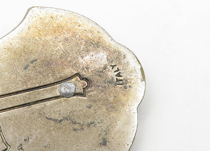 925 Sterling Silver  Vintage Green Mother Of Pearl Religious Pendant  PT17248