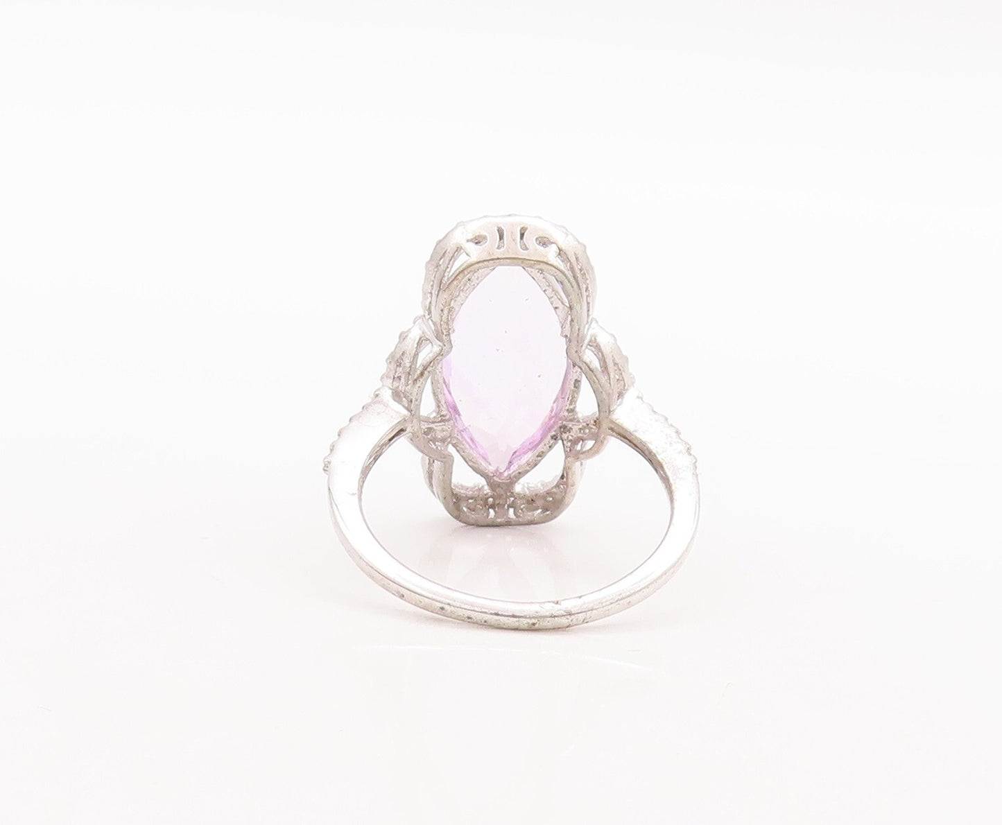 925 Sterling Silver Vintage Ring Marquise Cut Amethyst & Topaz  Sz 7.5  RG29520