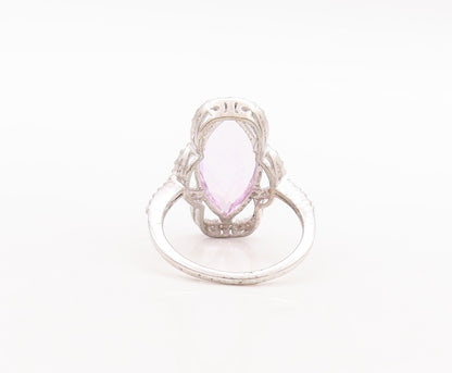 925 Sterling Silver Vintage Ring Marquise Cut Amethyst & Topaz  Sz 7.5  RG29520