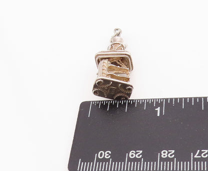 925 Sterling Silver Vintage Pendant 3D Miniature Potbelly Stove Charm  PT25244