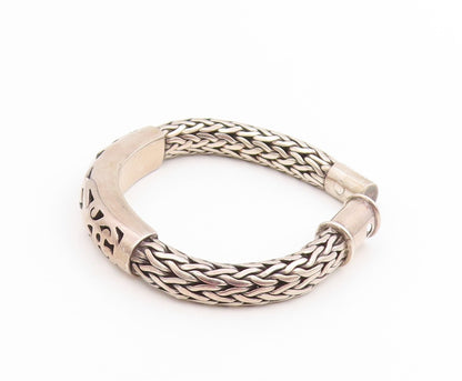 925 Sterling Silver Vintage Bracelet Braided Scrollwork Statement Cuff  BT11469