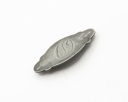 925 Sterling Silver  Vintage Antique Etched  Initial Brooch Pin  BP7304