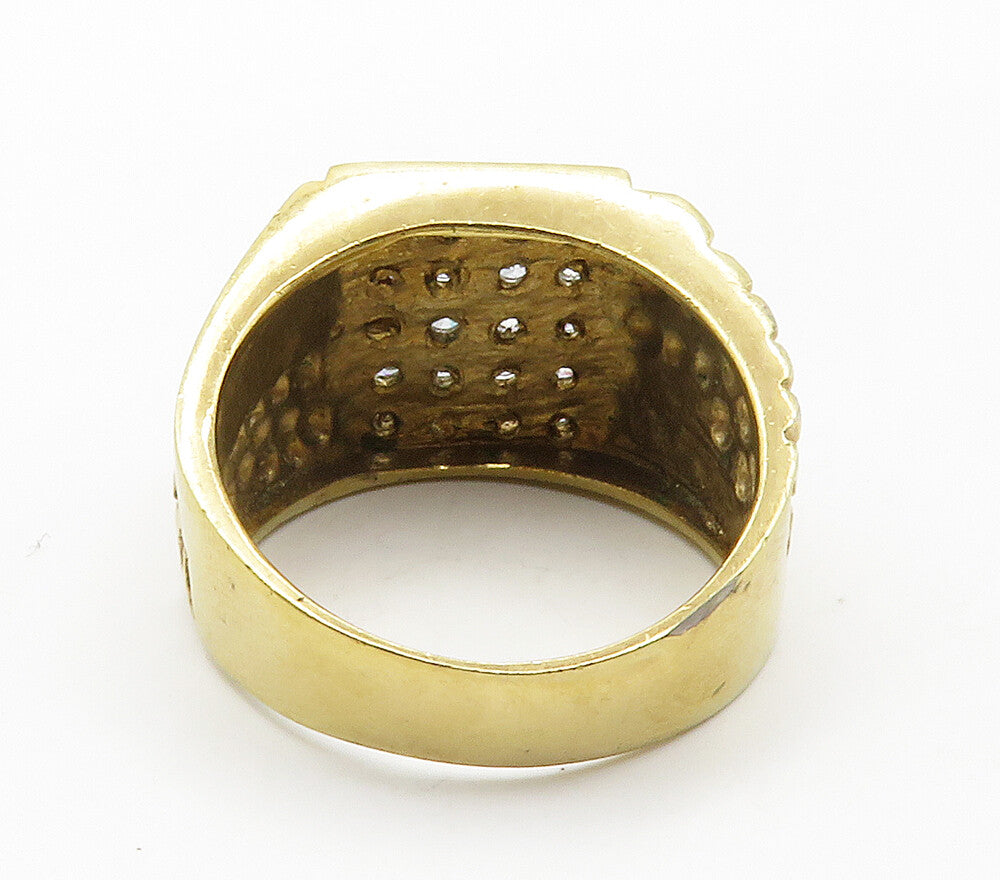 925 Sterling Silver  Cubic Zirconia Gold Plated Shiny Band Ring Sz 10  RG15428