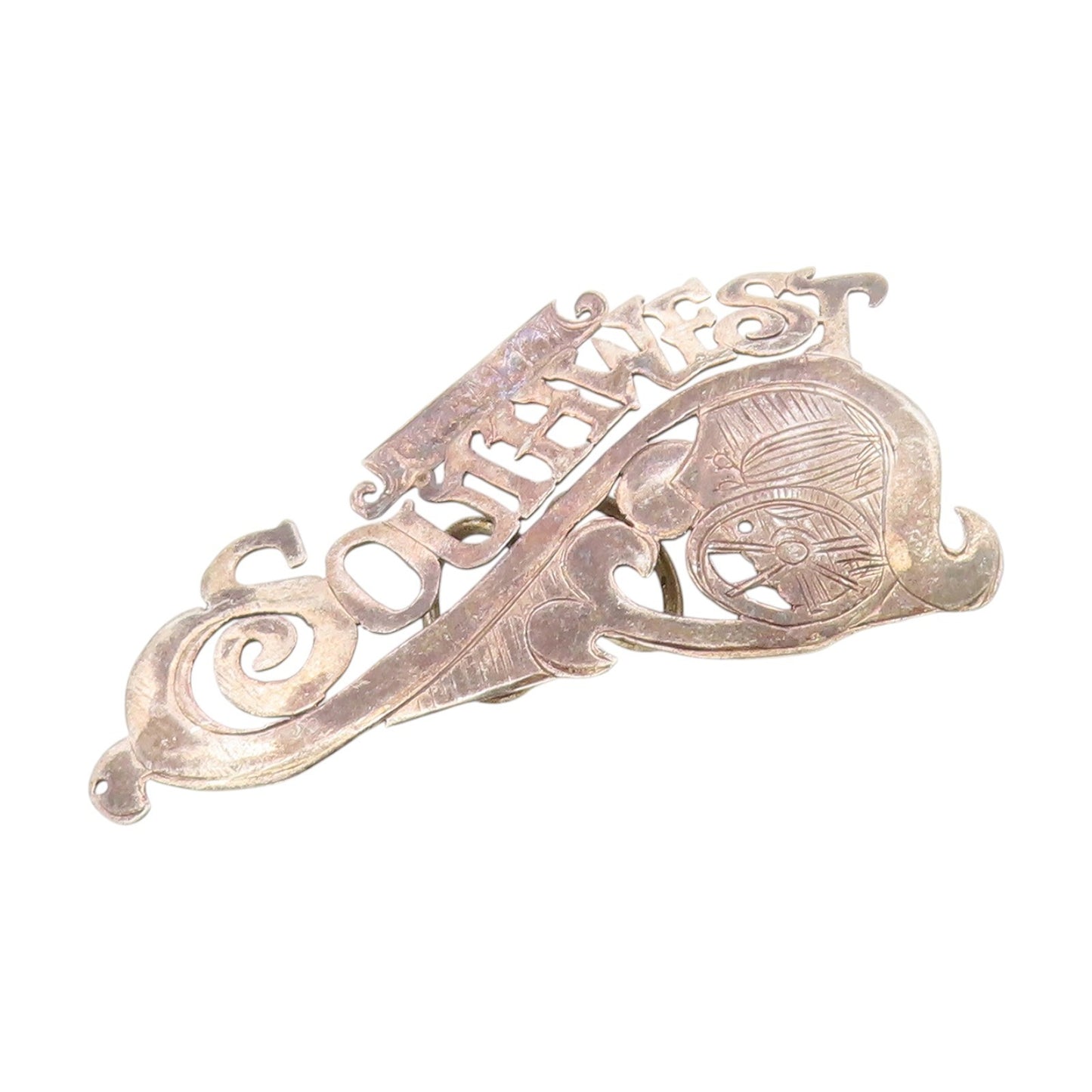 925 Sterling Silver Vintage Pendant Dark Tone Southwest Gilded Cannon  PT25136