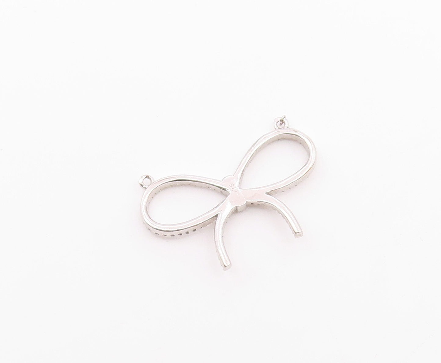925 Sterling Silver  Vintage Cubic Zirconia Bow Tied Ribbon Pendant  PT17773