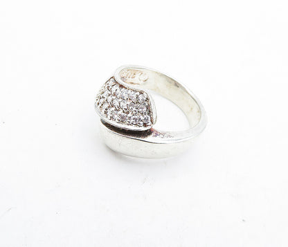 SHUBE 925 Sterling Silver  Vintage Shiny Topaz Bypass Band Ring Sz 7  RG4608
