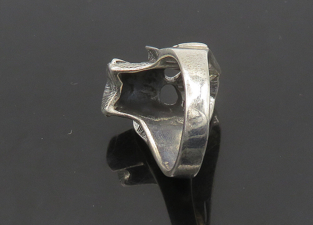 925 Sterling Silver  Vintage Skeleton Head Large Biker Ring Sz 12  RG23537
