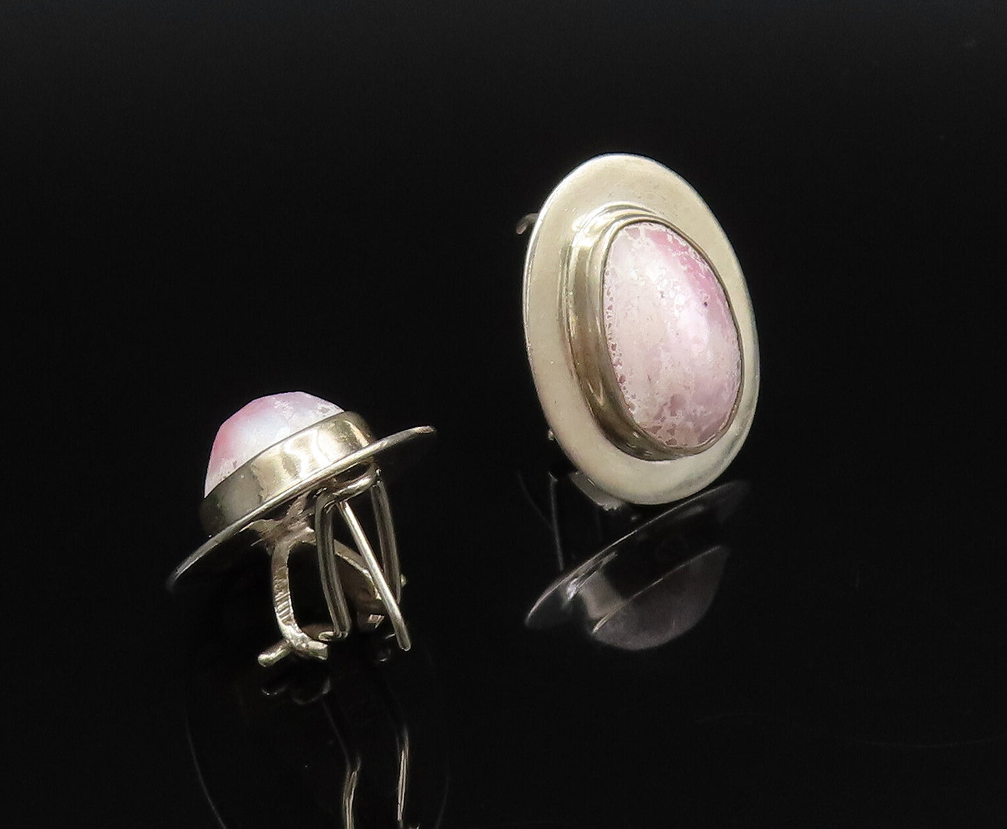 CERRO BLANCO 925 Silver  Vintage Pink Mother Of Pearl Oval Earrings  EG12245