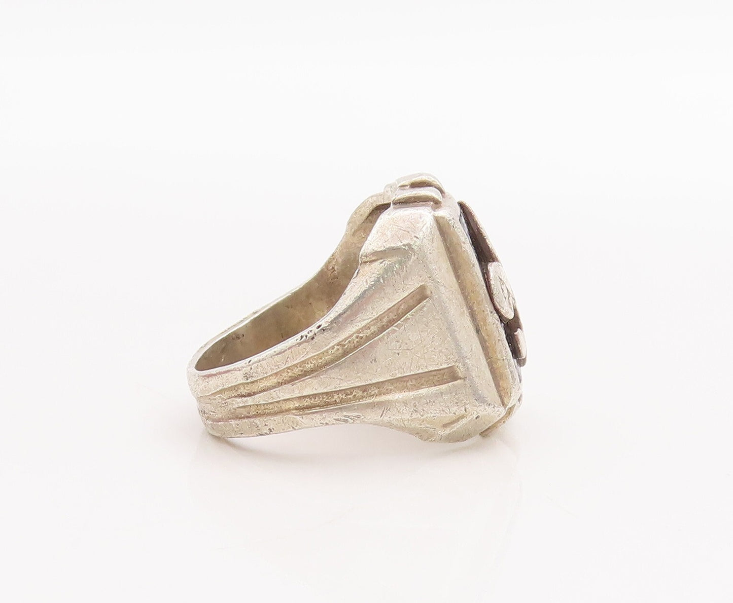 925 Sterling Silver Vintage Ring Antique Carved US Military Symbol Sz 5  RG28989
