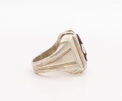 925 Sterling Silver Vintage Ring Antique Carved US Military Symbol Sz 5  RG28989