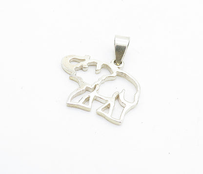 925 Sterling Silver  Petite Shiny Open Elephant Outline Drop Pendant  PT5707