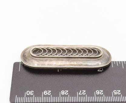 EUROPE 925 Silver  Vintage Brutalist Race Track With Rings Brooch Pin  BP10376