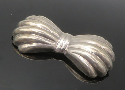 MEXICO 925 Sterling Silver  Vintage Shiny Bow Tie Hollow Brooch Pin  BP5550