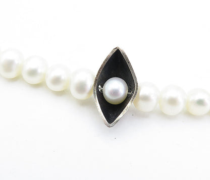 925 Sterling Silver  Vintage Petite Freshwater Pearls Beaded Necklace  NE1131