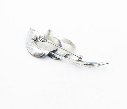 JEWEL ART 925 Sterling Silver  Vintage Oxidized Floral Leaf Brooch Pin  BP1969