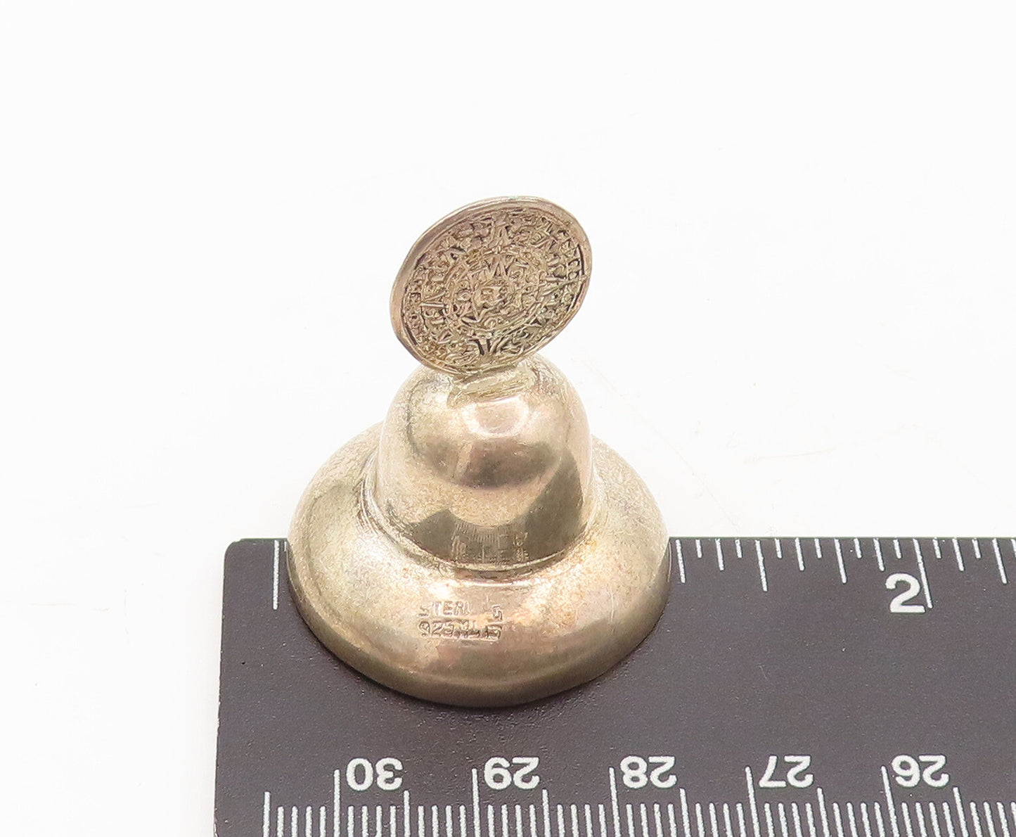 925 Sterling Silver  Vintage Solid Minimalist Bell Jingles Child Toy  TR3649