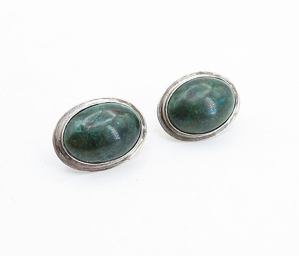 925 Sterling Silver  Vintage Cabochon Cut Eilat Stone Drop Earrings  EG2846