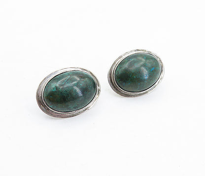 925 Sterling Silver  Vintage Cabochon Cut Eilat Stone Drop Earrings  EG2846