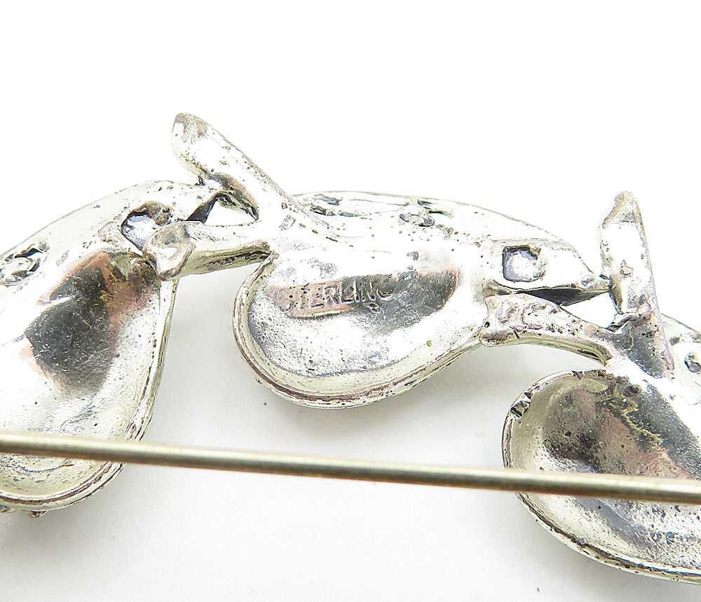 925 Sterling Silver  Vintage Swirl Pattern Floral Wreath Brooch Pin  BP1265
