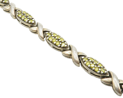 ROSS SIMON 925 Sterling Silver  Vintage Yellow Topaz XO Chain Bracelet  BT5270