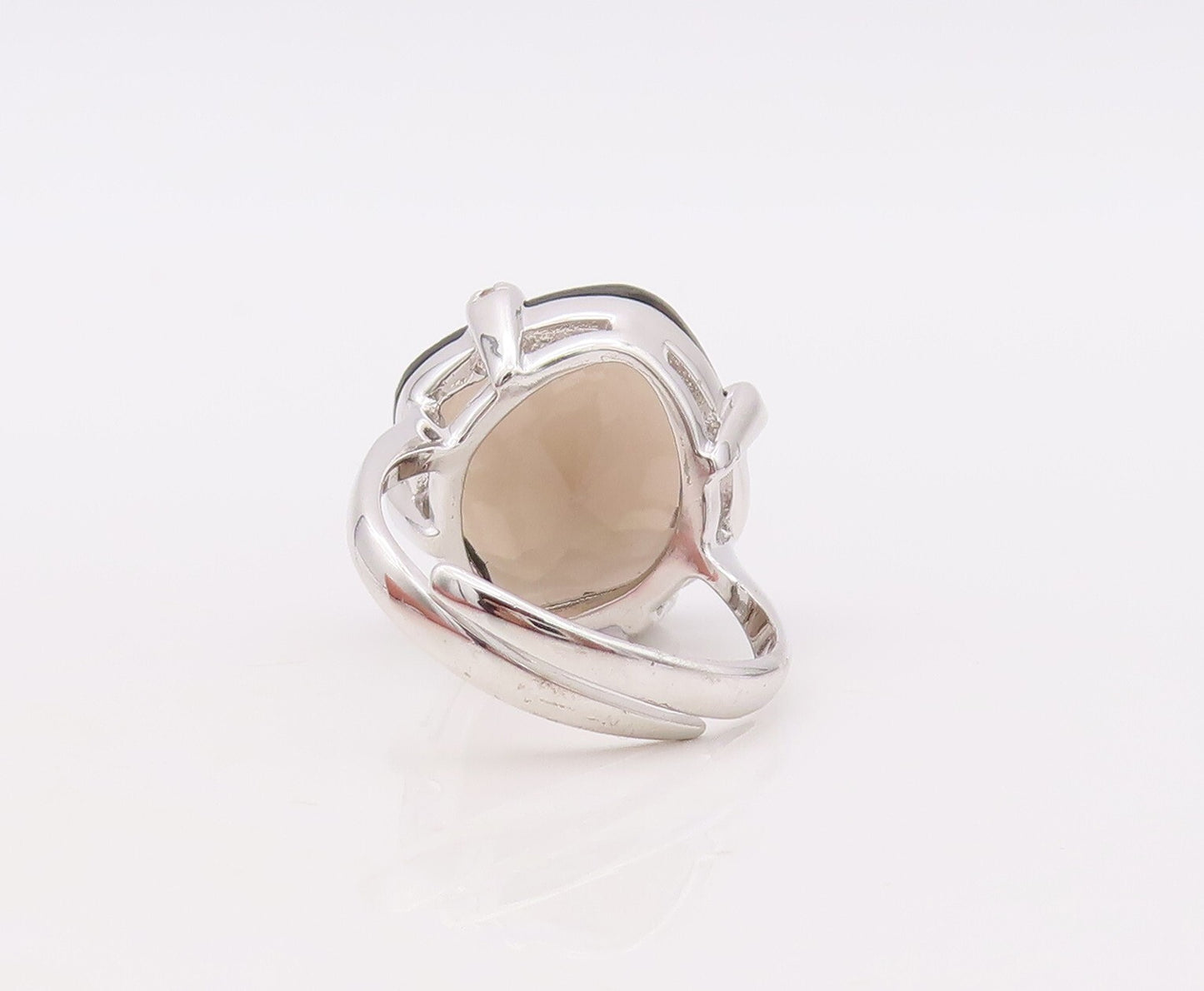 925 Sterling Silver Vintage Ring Square Cut Smoky Quartz CZ Band Sz 8.5  RG29910