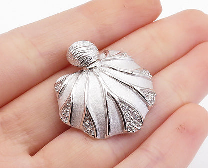 925 Sterling Silver  Topaz Matte Texture Scalloped Dome Design Pendant  PT5219