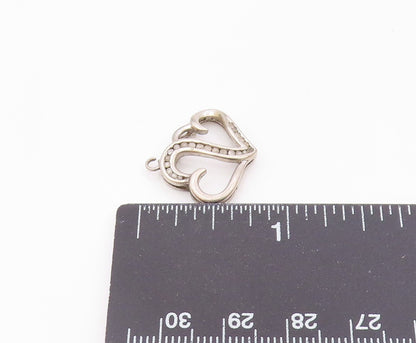 925 Sterling Silver  Vintage Genuine Diamonds Love Hearts Pendant  PT12538