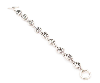 925 Sterling Silver Vintage Bracelet Spiral Square & Triangle Maze Cut  BT11119