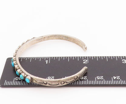 925 Sterling Silver Vintage Bracelet Antique Larimar Beaded Cuff  BT11301