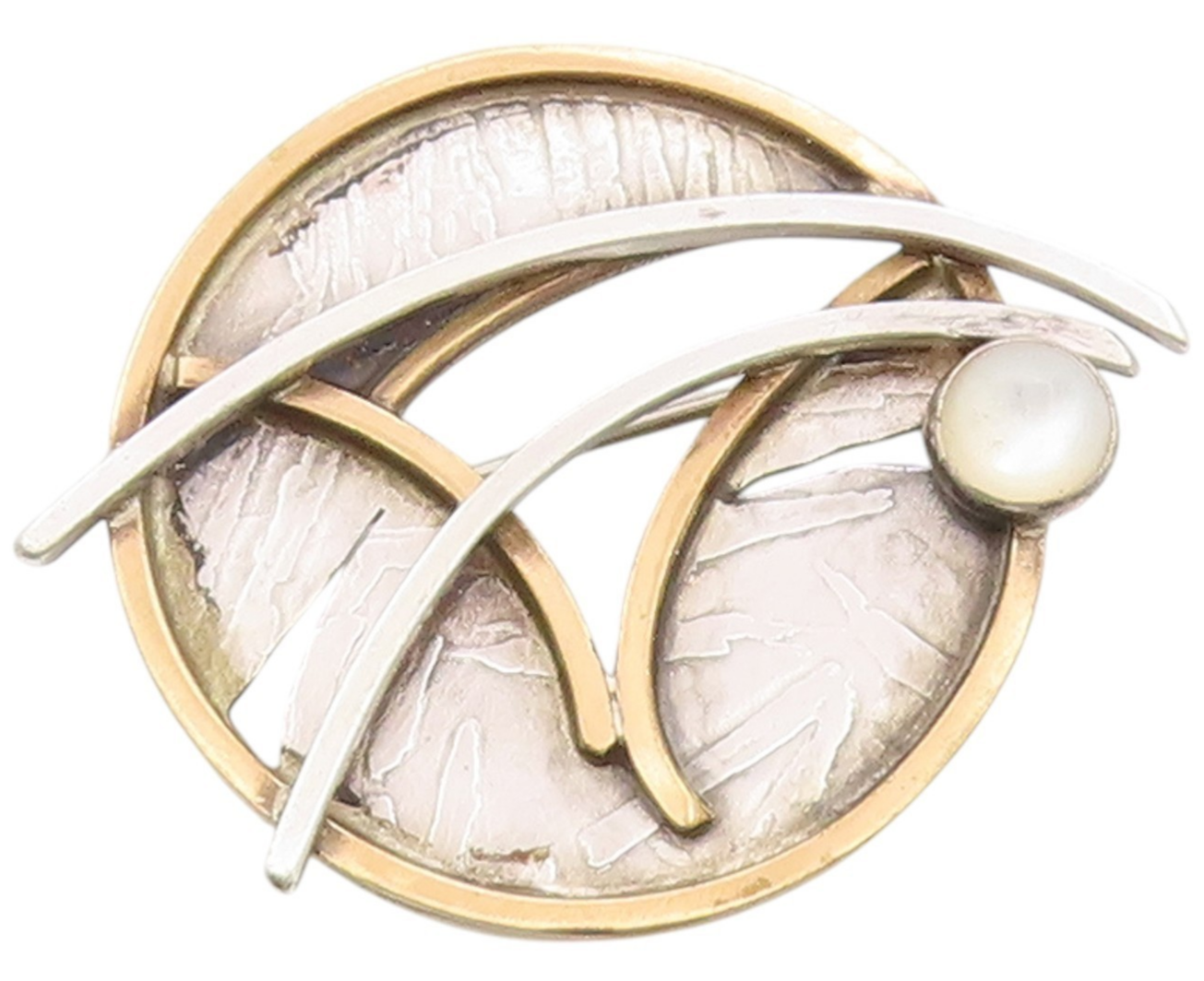 925 Sterling Silver Vintage Brooch Opal Gold Plated Celestial Design  BP11777