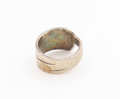 925 Sterling Silver Vintage Ring NAVAJO ZUNI Crushed Gemstone  Sz 6.5  RG33825