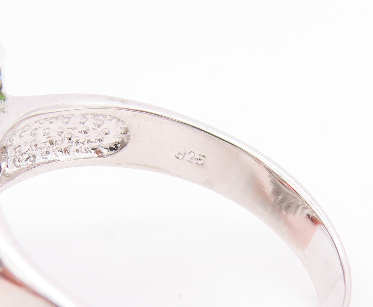 925 Sterling Silver Vintage Ring Red & White CZ Statement Band  Sz 9  RG35199
