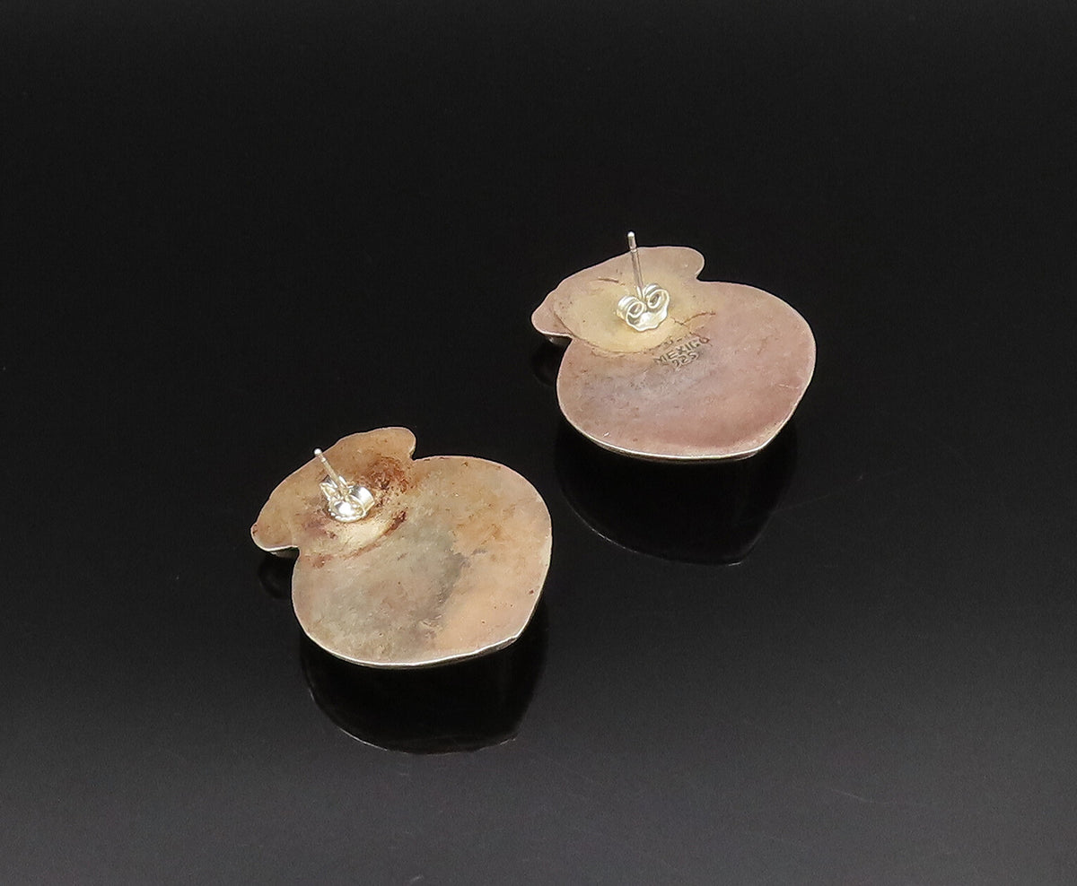 MEXICO 925 Sterling Silver  Vintage Hollow Ribbed Drop Earrings  EG12099