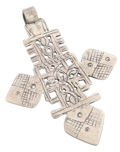 925 Sterling Silver Vintage Pendant Coptic Christian Church Cross  PT24741
