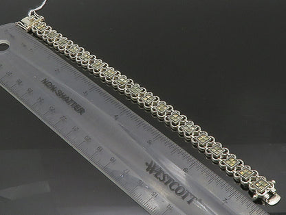 925 Sterling Silver  Marcasite Linked Floral Tennis Bracelet  BT1012