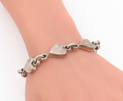 925 Sterling Silver Vintage Bracelet MEXICO Interlocking Love Hearts BT11615