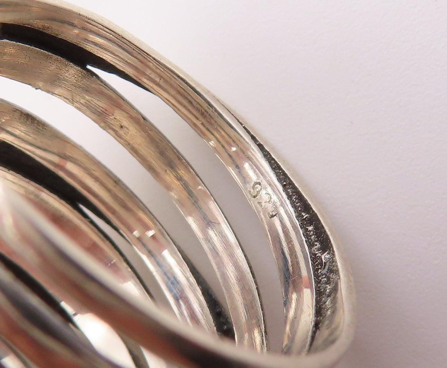 925 Sterling Silver Vintage Ring Chunky Multi Layer Crossover Band Sz 8 RG36657