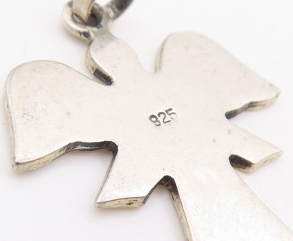 925 Sterling Silver Vintage Pendant Guardian Angel Spiritual Charm  PT25418